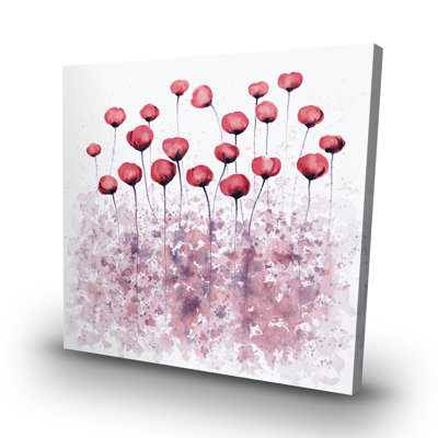 flowers with paint splash - 32"x32" art on canvas