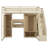Full Size Loft Bed with Storage Staircase, Dressing Table w/ Mirror & Drawer, Wardrobe, Cabinets, USB Ports, LED Lights, Beige-1513708989