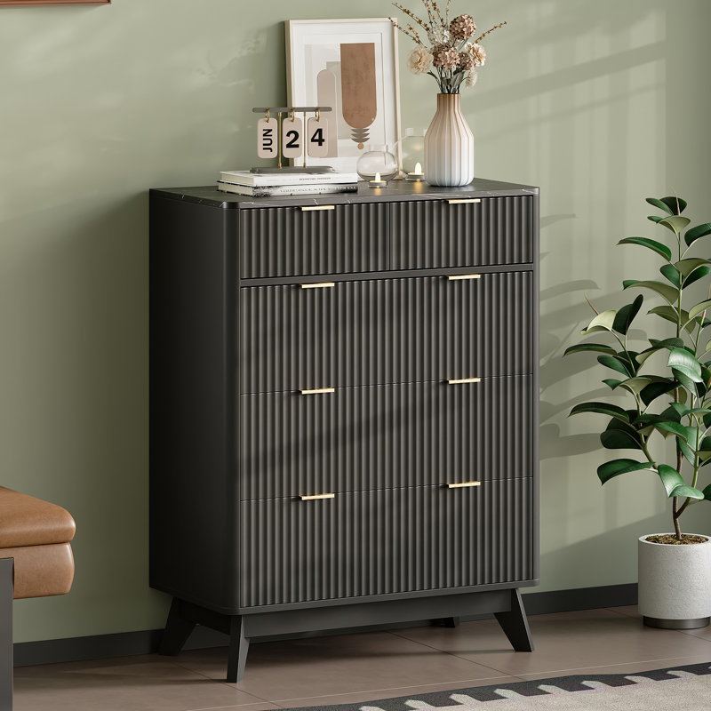 Donati 5-Drawer Dresser, 31.5"W Wood Chest of Drawers, Black