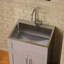 Armoire de buanderie 24 po avec lavabo en acier inoxydable, gris