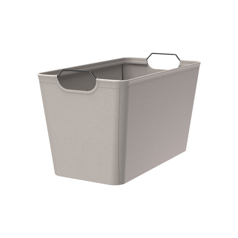 Light Gray Fabric Storage Bin with Steel Wire Handles