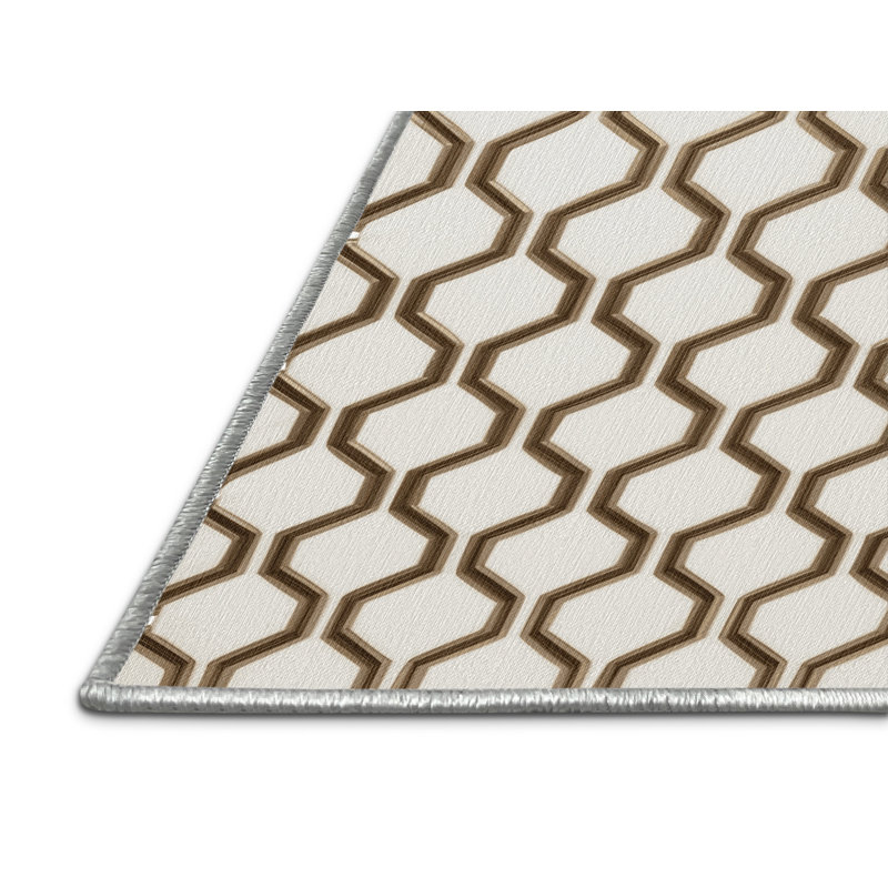 Tapis beige en treillis lavable à la machine, Carré 4 pi