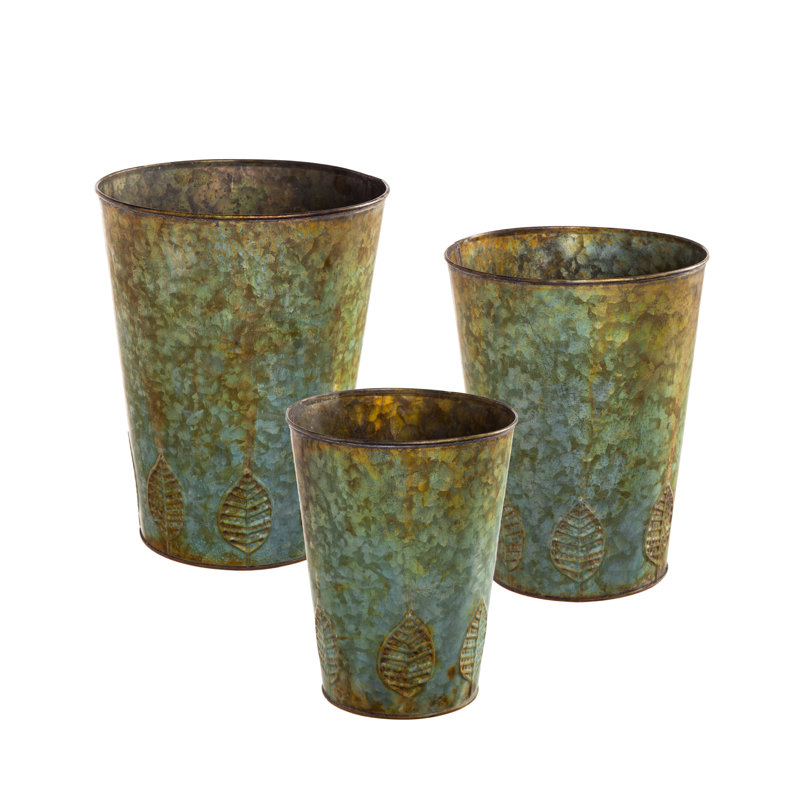 Ensemble de pot de fleurs d'intérieur / extérieur en métal 3 pièces Alterizio