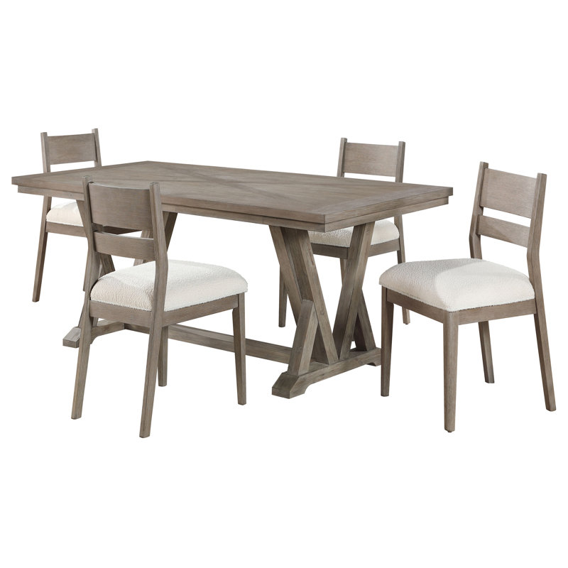 Coastal Grey 5-Piece Rectangular Dining Table Set