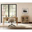 2 Piece Office Set, 56" Executive Desk & Cabinet With Glass Door, Oak