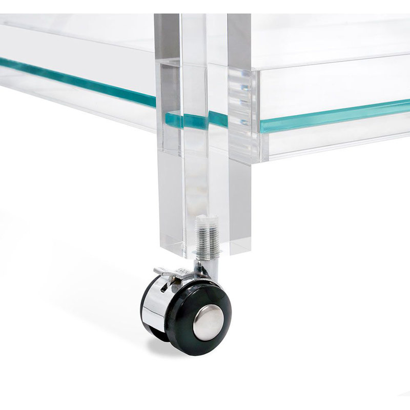 Ava Modern Clear Acrylic Bar Cart with Glass Shelves