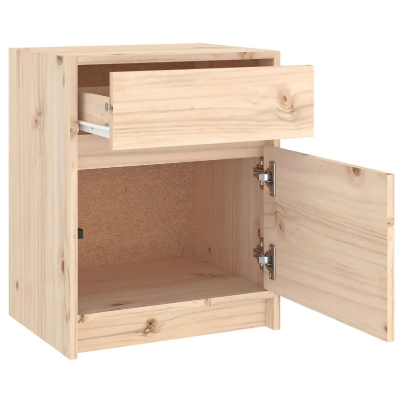 Godrich 40cm W Solid Wood Bedside Table, Oak, Individual