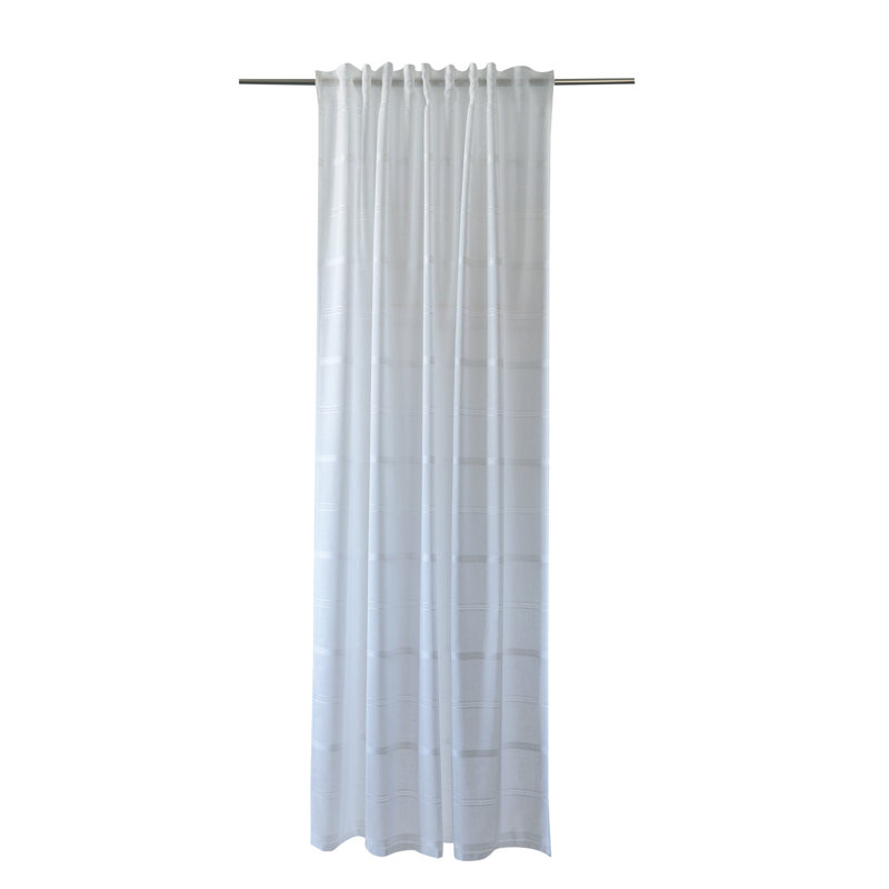 Delray Pencil Pleat Sheer Single Curtain, White