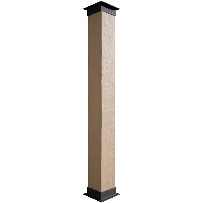 Enveloppe de colonne carrée Timberthane, H 216 po x l 16 po x P 16 po, Cèdre brut, Base et base en faux fer