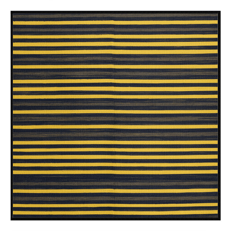Machine Washable Horizontal Stripes Gray Area Rug, Square 3'