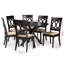 Ensemble de salle à manger Elam pour six personnes en sable / brun foncé avec quatre pieds, H 29,9 po x l 44,9 po x P 44,9 po-242672626-242672624