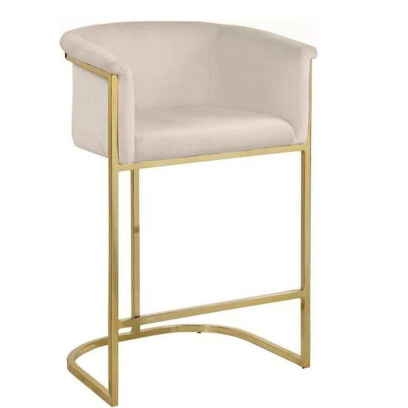 Tabouret de comptoir en velours Kanni, Beige