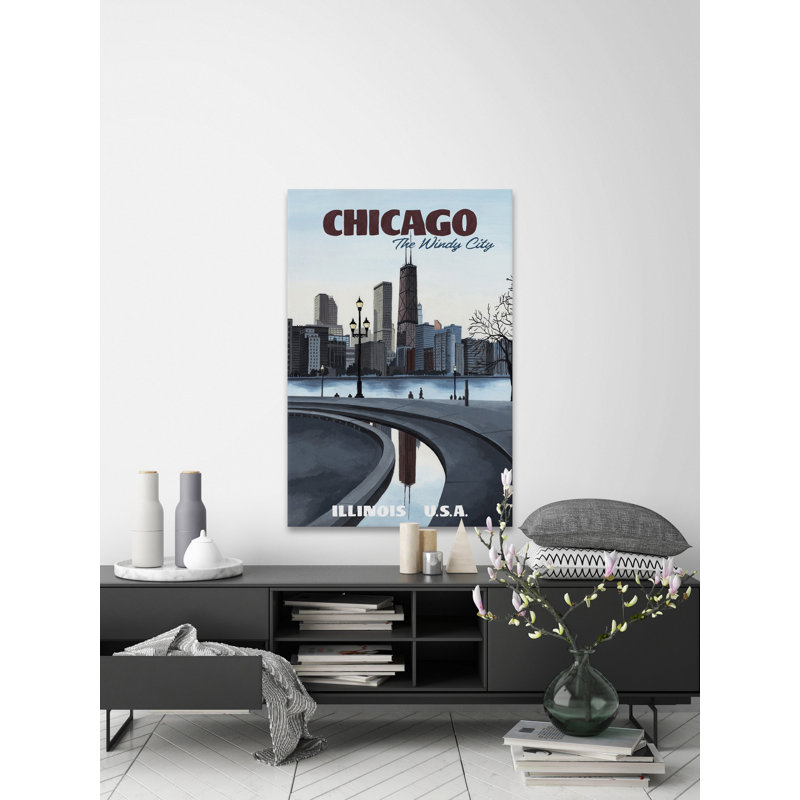 «Skyline View of Chicago», reproduction d'art sur toile tendue, H 60 po x l 40po x P 1,5 po