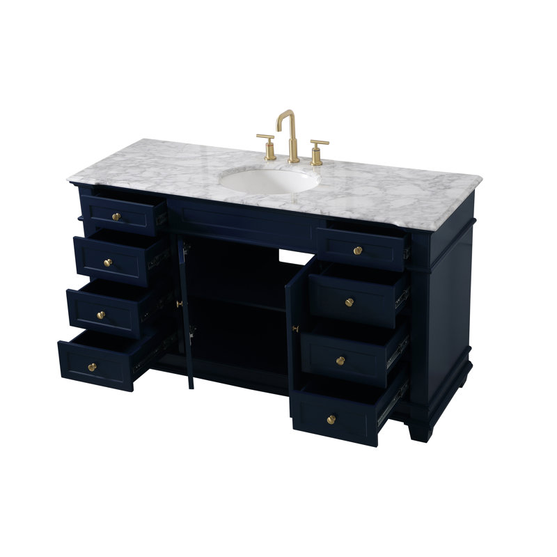 Ensemble de meuble-lavabo simple 60 po Lydie, Bleu