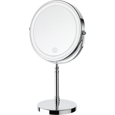 Miroir de maquillage éclairé 3000 mah rechargeable avec miroir grossissant à double face avec miroir de coiffeuse rotatif à 3 couleurs Luminosité réglable grossissement Miroir lumineux