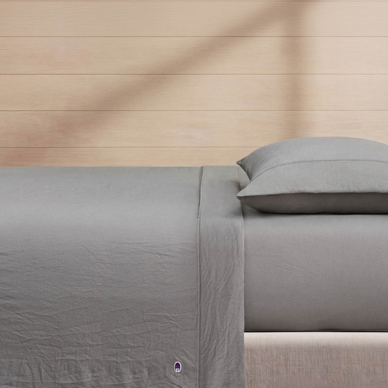 Champion Embroidery Patch Microfiber Sheet Set, Gray, Twin
