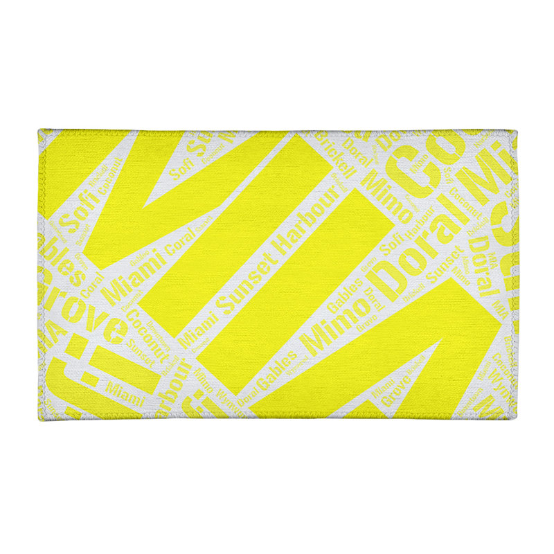 Tapis jaune poils longs à tissage plat, Rectangle 3 pi x 5 pi