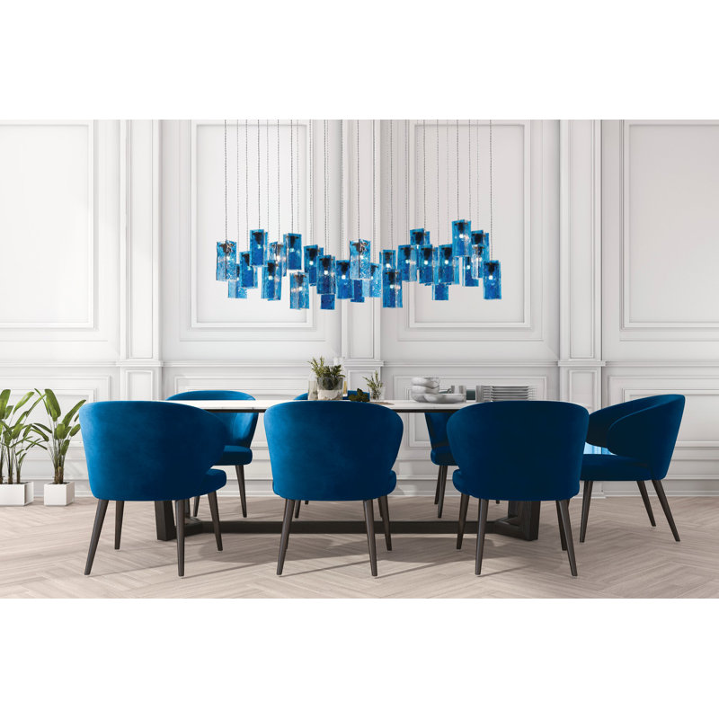 Luminaire suspendu rectangulaire à 26 lumières Krush, Bleu