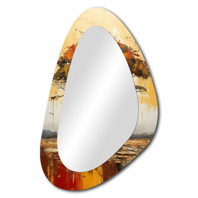 Miroir mural de forme unique, arbre asymétrique orange de Deyo