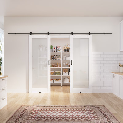 2 x 24 po x 80 po 1 surface de dalle blanche préfinie avec toute la quincaillerie de porte de grange