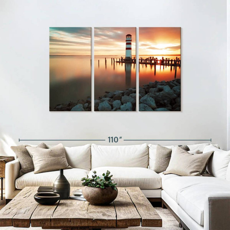Podersdorf lighthouse sunset Aletra, H 48 po x l 74 po