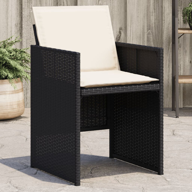 Ensemble de chaises de patio avec coussins 4 pièces Latitude Run®, Crème, Noir