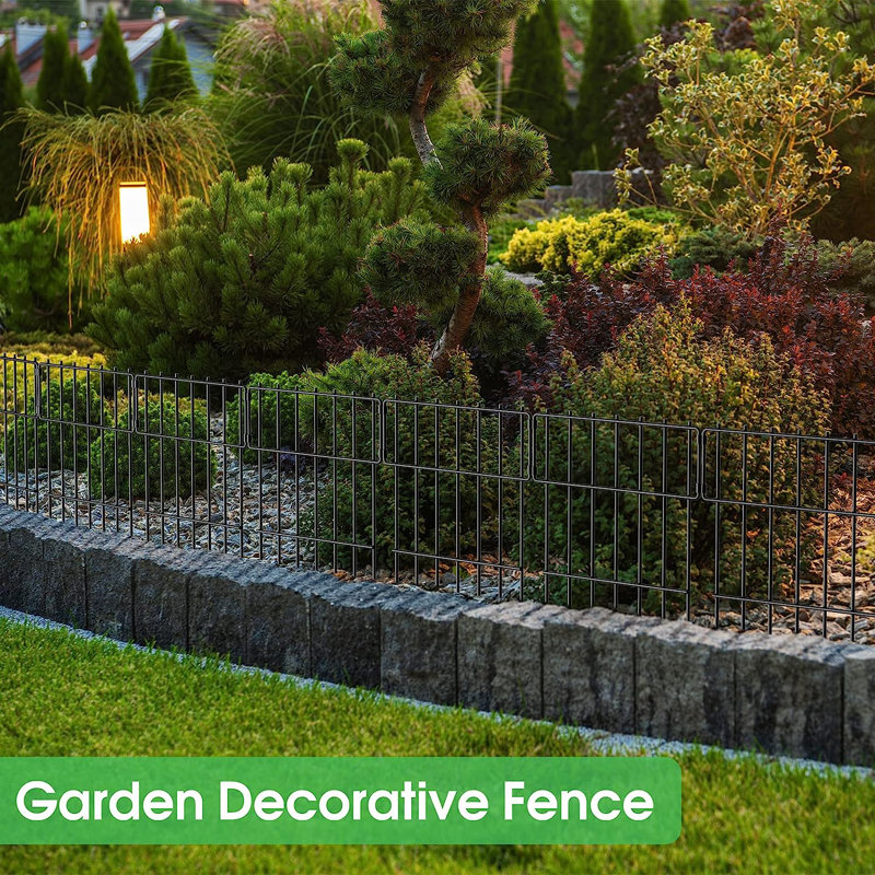 16.7'' H x 12'' W Black Metal Fence Panels Included