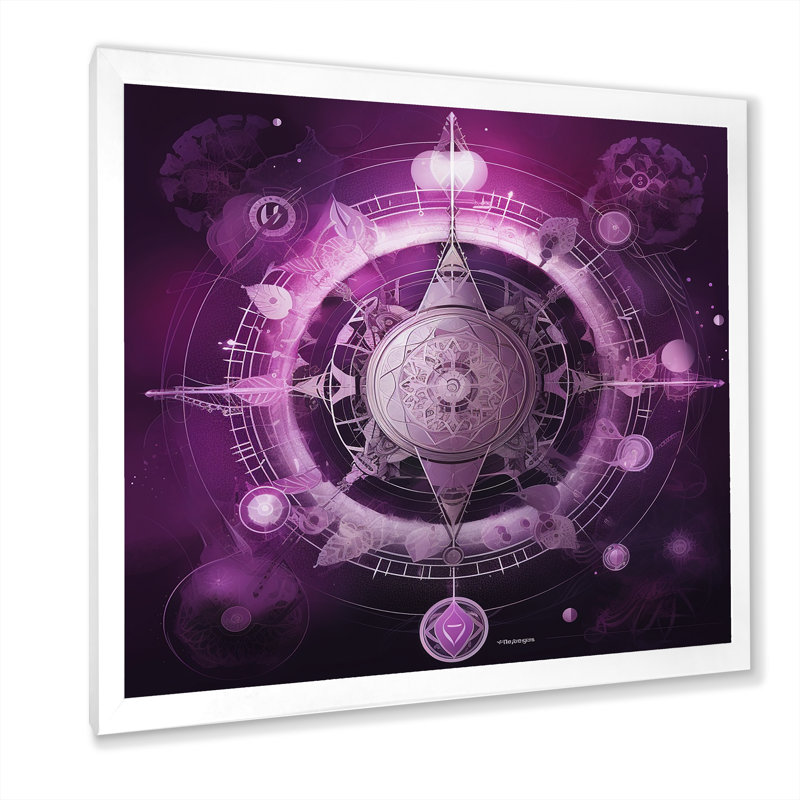 Mystique fuchia sacré Chakra portail I, H 24 po x l 24 po x P 1 po, Cadre simple blanc