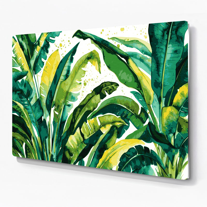 Hawaiian Banana Leaves Green Metal Wall Art, 12" H x 18" W