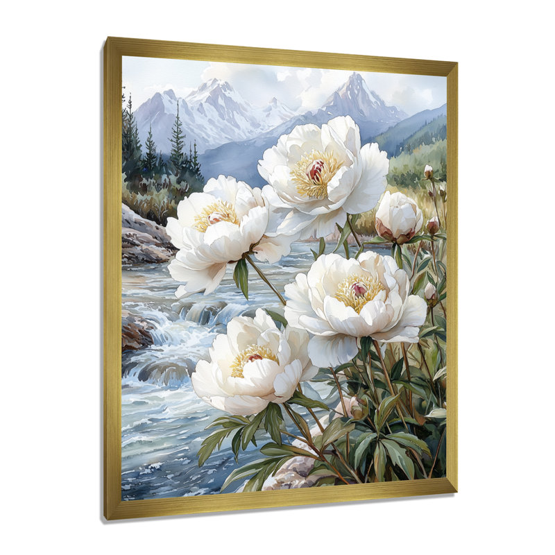 Gradyn - salon d'art mural floral, H 20 po x l 12 po, Reproduction encadrée d'une seule photo, Doré