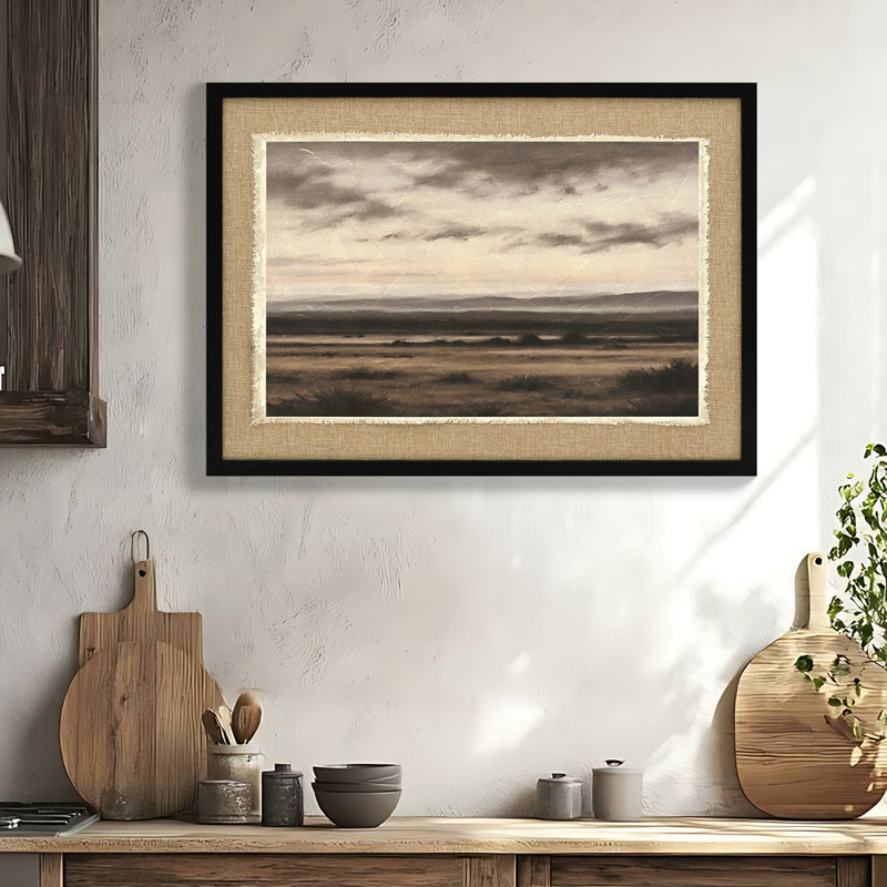 Grand paysage rétro, art mural encadré 20 po x 28 po, paysage de ferme naturelle, décor rétro pour bar à domicile, cuisine, lueur texturée avec dimension tactile