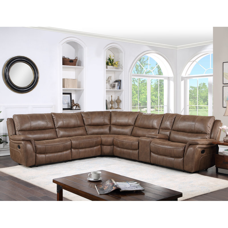 Kirkhill 6 - Piece Faux Leather Reclining Sectional