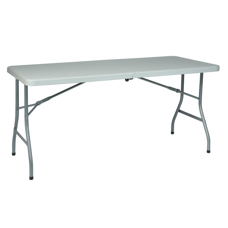 Light Gray Resin 5-Foot Folding Table with Wheels