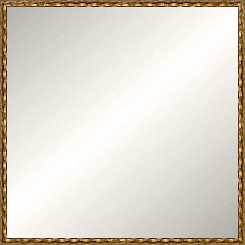 Antique Gold Wave Signature Mirror, Small Square