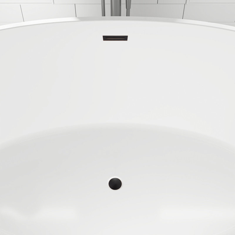 Freestanding Soaking Acrylic Bathtub, White/Oil Rubbed Bronze, 23.2" H x 39.8" W x 68.5" L