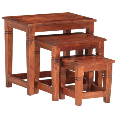 Vidaxl Nesting Tables 3 Pcs Solid Acacia Wood