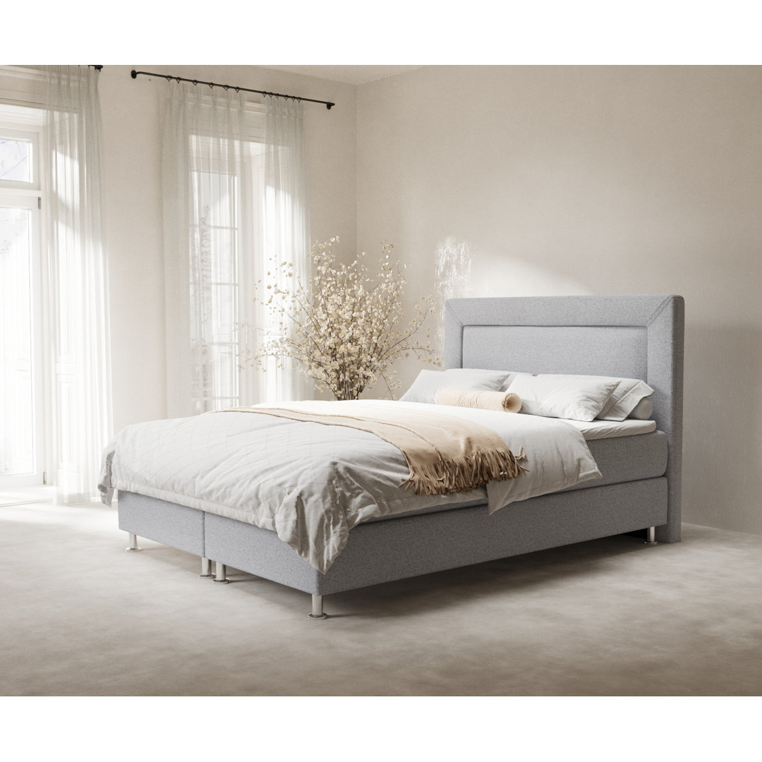 Echtes Boxspringbett Elisio mit Zwei Matratzen und Latex Topper