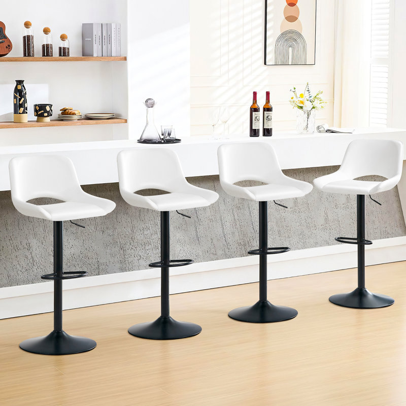 Tabouret de bar pivotant à hauteur réglable (ensemble de 2), Blanc