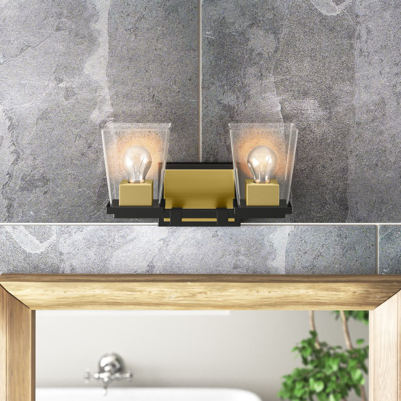 Éclairage de salle de bain à intensité variable 2 lumières Braydon, Laiton vieilli