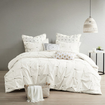 Édredon 3 pièces blanc avec broderie élastique très grand / très grand lit