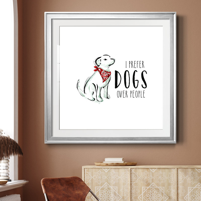 Dogs over People - Art textuel sur papier avec cadre photo, H 26,5 po x l 26,5 po x P 1,5 po, Papier avec cadre argenté