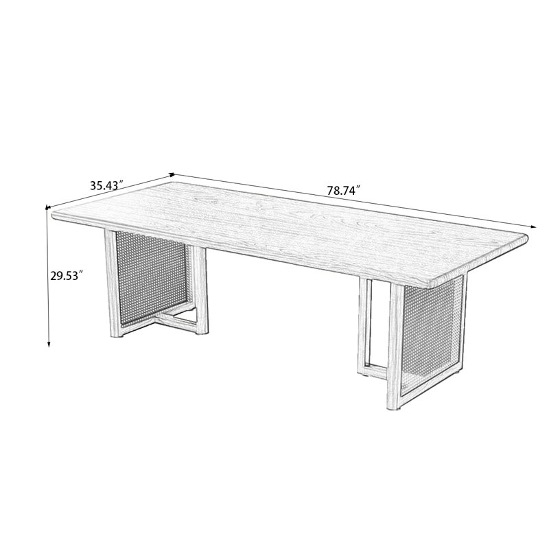 Brown Rectangular Solid Wood Dining Table, 29.53"H x 78.74"L x 35.43"W