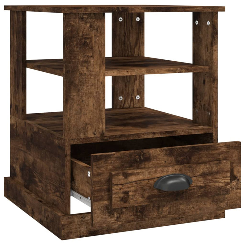 Boruta Solid Wood End Table, Smoked Oak