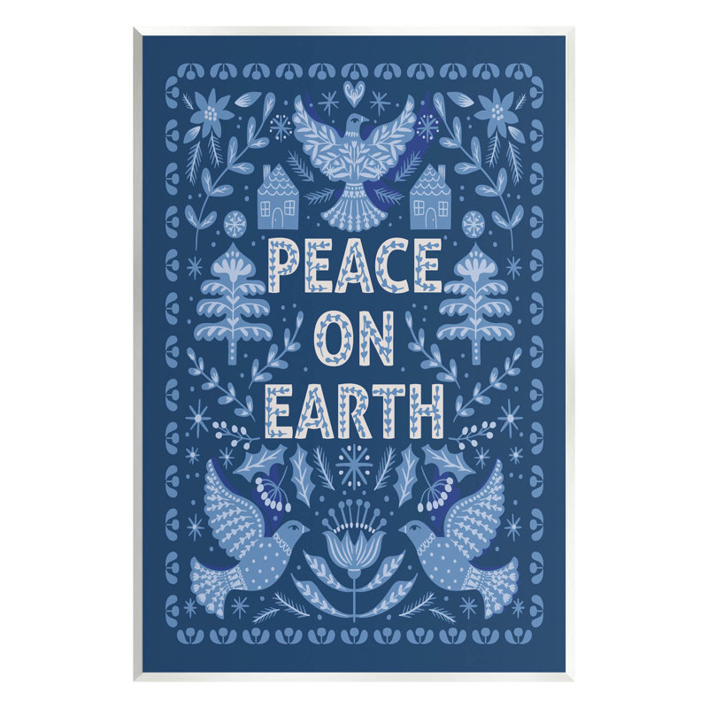 Peace on Earth - bleu at-143, H 15 po x l 10 po x P 0,5 po, Plaque murale