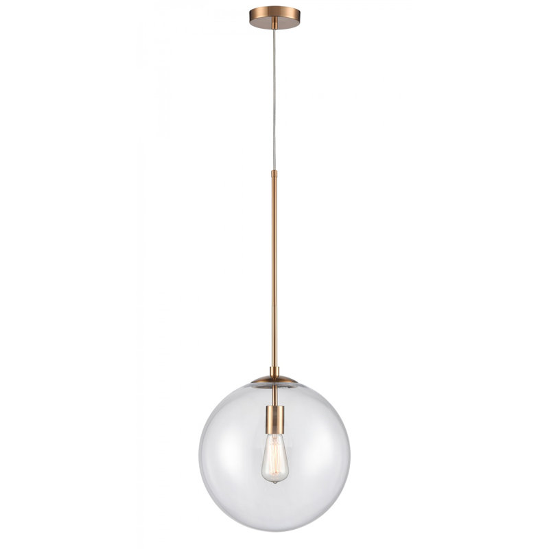Luminaire suspendu 1 lumière Delilah, Clair, Laiton vieilli