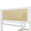 Lit superposé simple au-dessus d'un lit simple avec tablettes de rangement, lit superposé bas avec garde-corps en rotin, blanc-129591966