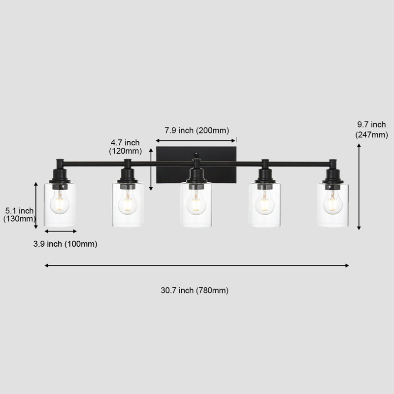 Fayean 5 - Light Dimmable Vanity Light, Matte Black