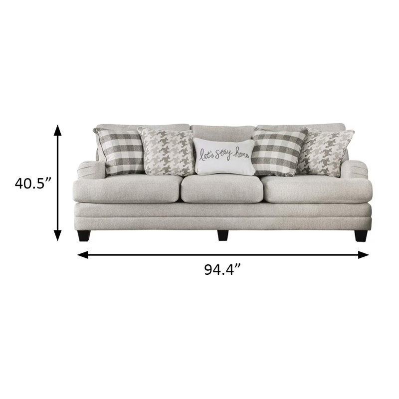 Canapé transitionnel l 94,4 po, gris clair