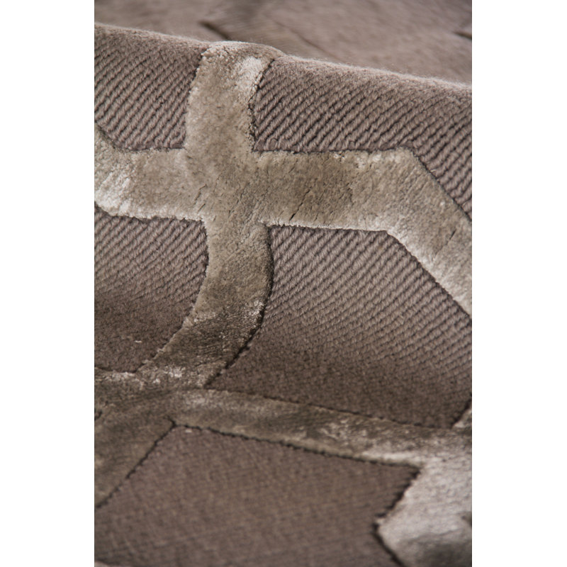 Metro-Velvet Geometric Area Rug in Taupe, Rectangle 12' x 15'