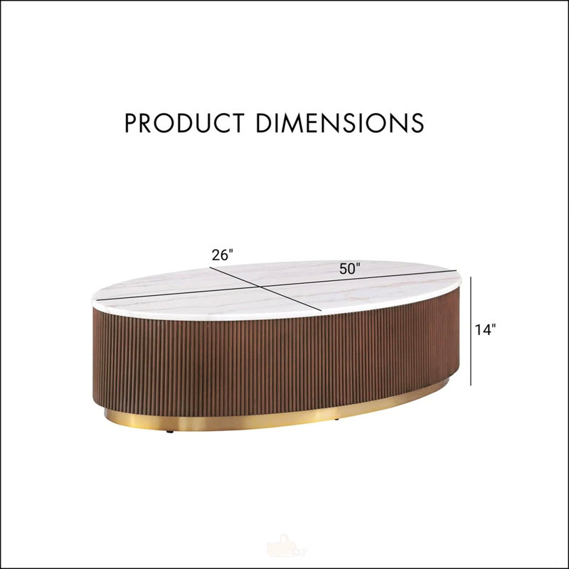 Table basse contemporaine contemporaine avec plateau en marbre véritable et base décorative dorée pour les salons élégants